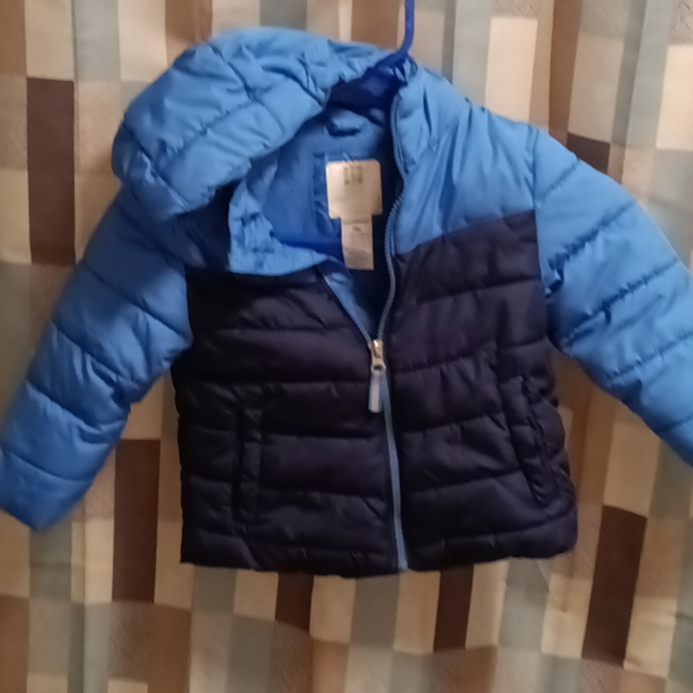 FINAL PRICE healthtex boy's blue two-toned hooded puffer jacket Size 18 months